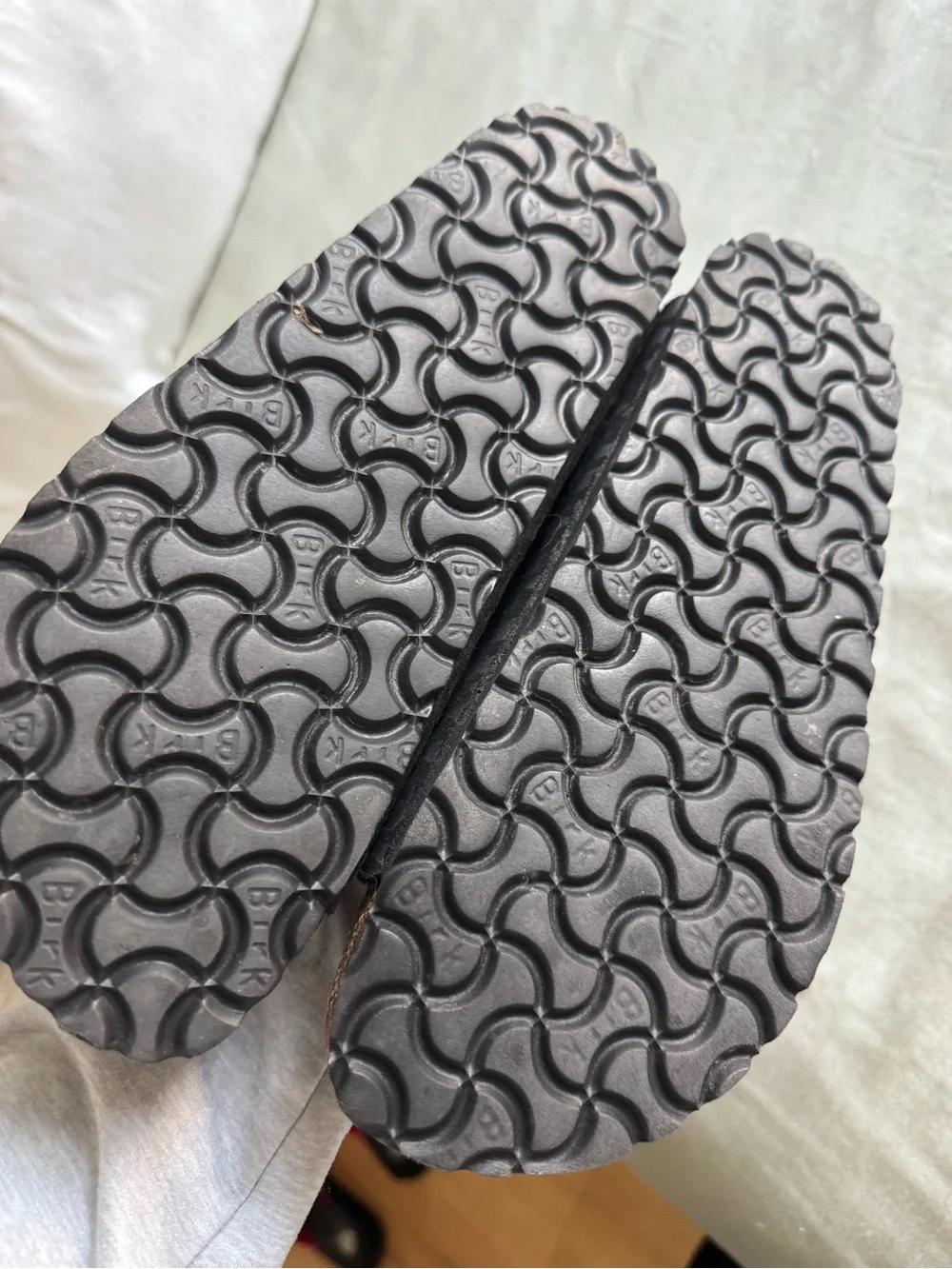 Birkenstock Black Gray Leopard-Print Two-Strap Sandals Womens